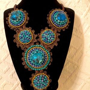 Necklace vintage , hand crafted braided.